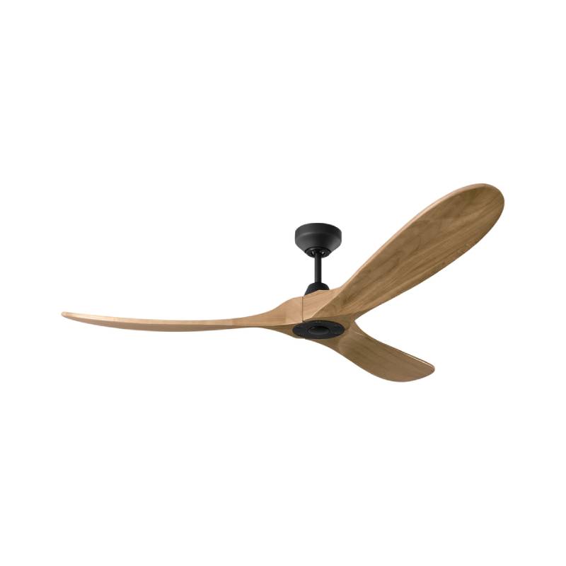 Monte Carlo Maverick Smart 60" Ceiling Fan-Midnight Black with Natural Honey Blades