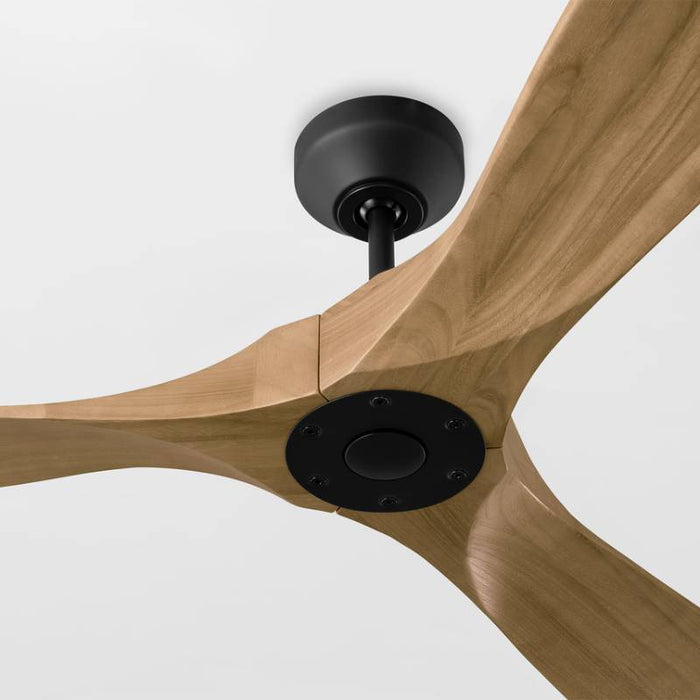 Monte Carlo Maverick Smart 60" Ceiling Fan-Midnight Black with Natural Honey Blades
