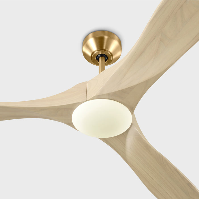 Visual Comfort 3MAVSM70D Maverick Smart 70" Ceiling Fan with LED Light Kit - Burnished Brass with Washed White Oak Blades