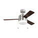 Generation 3SY44 Syrus 44" Ceiling Fan with LED Light Kit - Brushed Steel with Silver/Light Grey Weathered Oak Reversible Blades