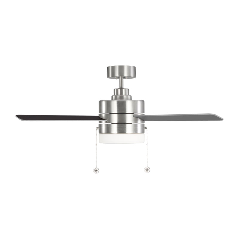Generation 3SY44 Syrus 44" Ceiling Fan with LED Light Kit - Brushed Steel with Silver/Light Grey Weathered Oak Reversible Blades