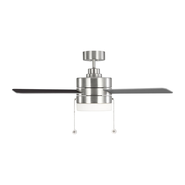 Generation 3SY44 Syrus 44" Ceiling Fan with LED Light Kit - Brushed Steel with Silver/Light Grey Weathered Oak Reversible Blades