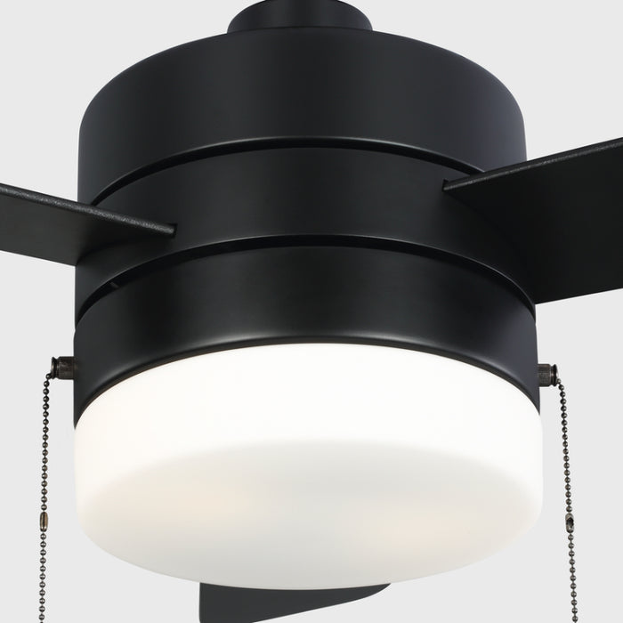 Generation 3SY44 Syrus 44" Ceiling Fan with LED Light Kit - Midnight Black with Midnight Black/American Walnut Reversible Blades