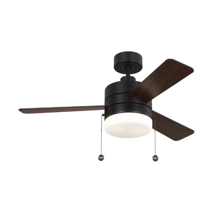 Generation 3SY44 Syrus 44" Ceiling Fan with LED Light Kit - Midnight Black with Midnight Black/American Walnut Reversible Blades