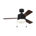 Generation 3SY44 Syrus 44" Ceiling Fan with LED Light Kit - Midnight Black with Midnight Black/American Walnut Reversible Blades