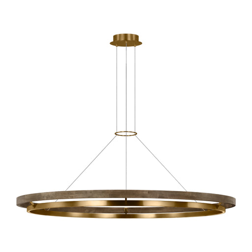 Visual Comfort SLCH30030 Grace 65 1-lt 65" LED Chandelier - Natural Brass/Weathered Oak