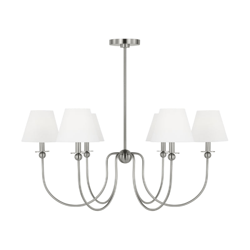 Visual Comfort DJC1246 Elsay 6-lt 36" Large Chandelier - Brushed Nickel