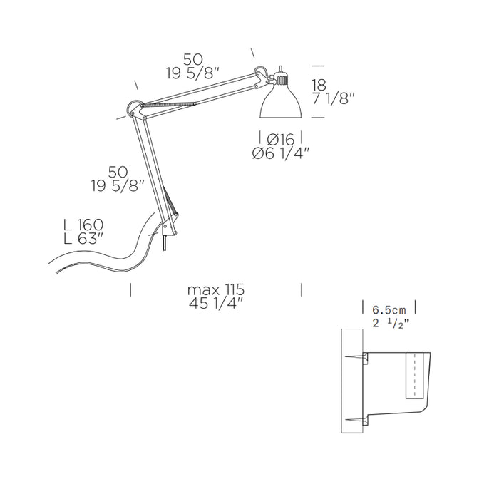 Leucos JJ Small 1-lt 6" LED Adjustable Table  Lamp with Mounting Bracket