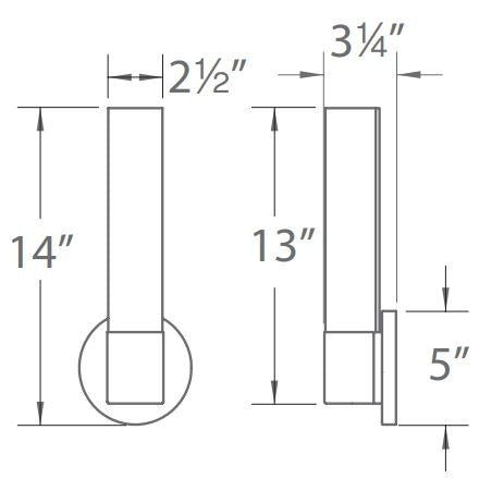 WAC WS-180414 Turbo 1-lt 14" Tall LED Vanity Light, 3500K