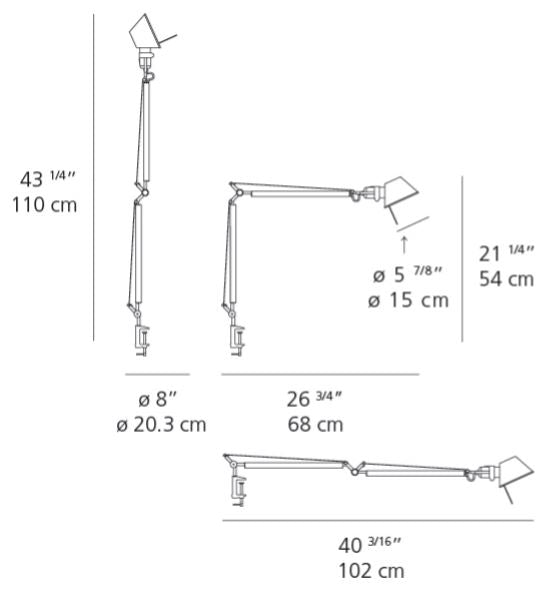 Artemide Tolomeo Mini LED Table Lamp with Clamp