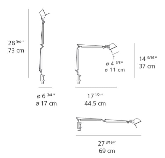Artemide Tolomeo Micro LED Table Lamp with Clamp