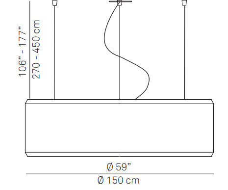 Luceplan D79/150 Silenzio 58" LED Suspension