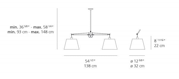 Artemide Tolomeo 12" Double Shade Suspension Light