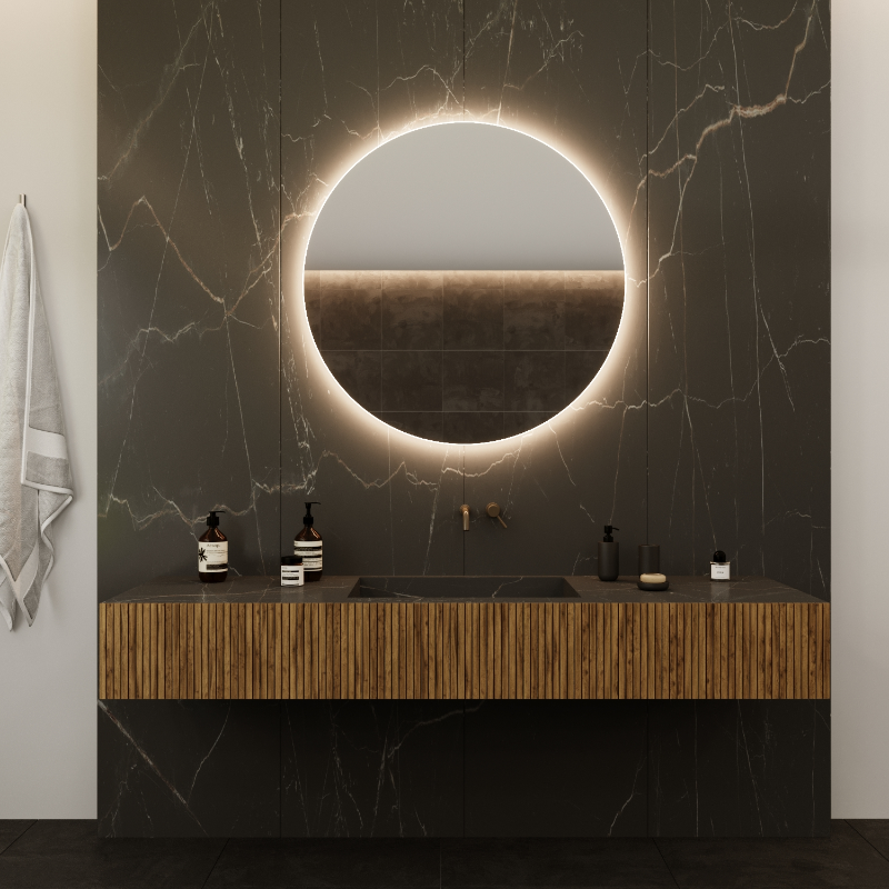 Paris Mirror Original Round 48 x 48 Round LED Backlit Mirror, RGBW