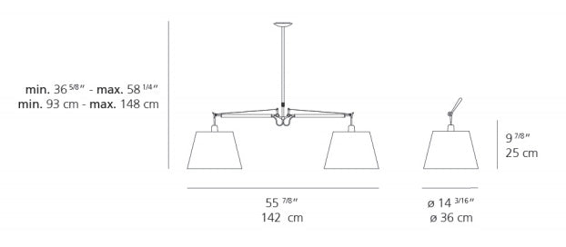 Artemide Tolomeo 14" Double Shade Suspension Light