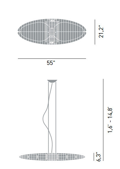 Luceplan D17Q Queen Titania 2-lt 55" Suspension