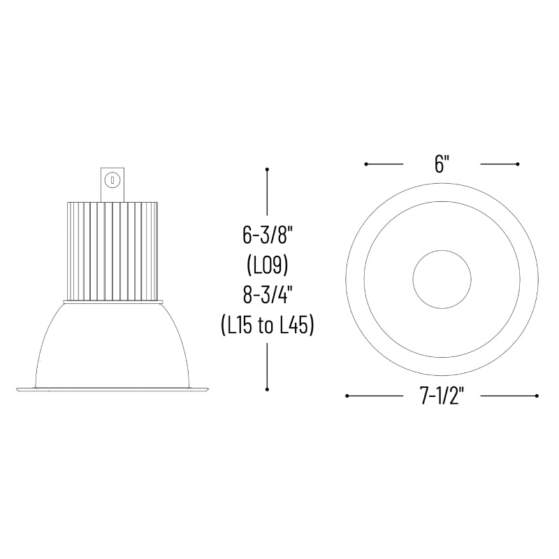 Nora NC2-631L35 6" LED Sapphire II Open Reflector, 3500 lm, 2700K