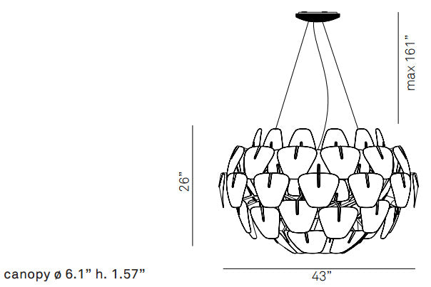 Luceplan D66/42 Hope 3-lt 43" Suspension