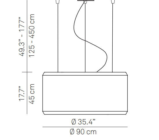 Luceplan D79/90 Silenzio 35" LED Suspension