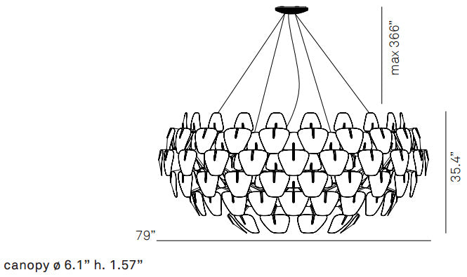 Luceplan D66/105 Hope 5-lt 79" Suspension