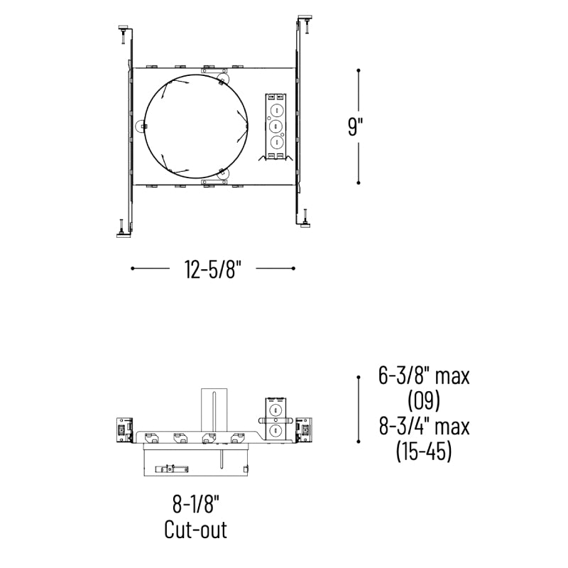 Nora NCAH2-830 8" LED Sapphire II COB Universal New Construction Frame-In Kit