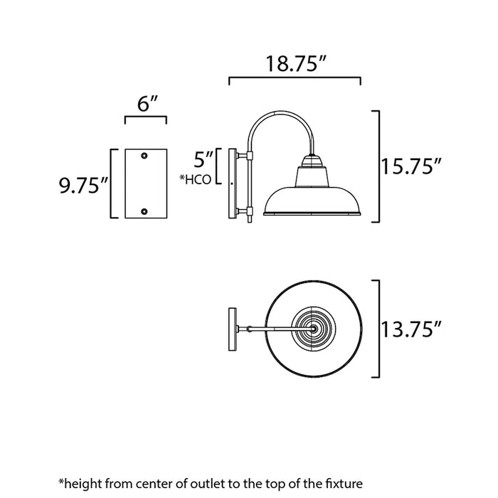 Maxim 10118 Industrial 1-lt 14" Outdoor Wall Sconce