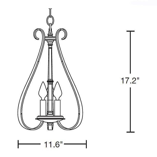 Hubbardton Forge 101473 Sweeping Taper 3-lt 12" Chandelier