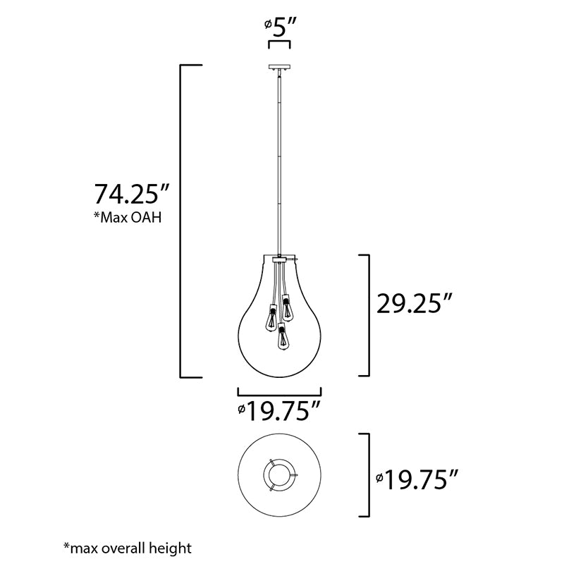 Maxim 10166 Gourd 3-lt 20" Pendant