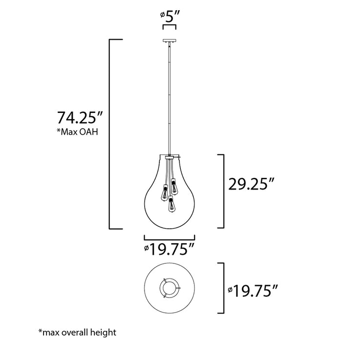 Maxim 10166 Gourd 3-lt 20" Pendant