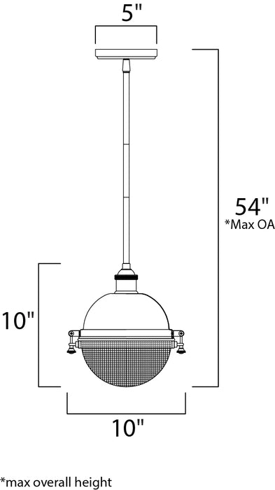 Maxim 10184 Portside 1-lt 10" Outdoor Pendant