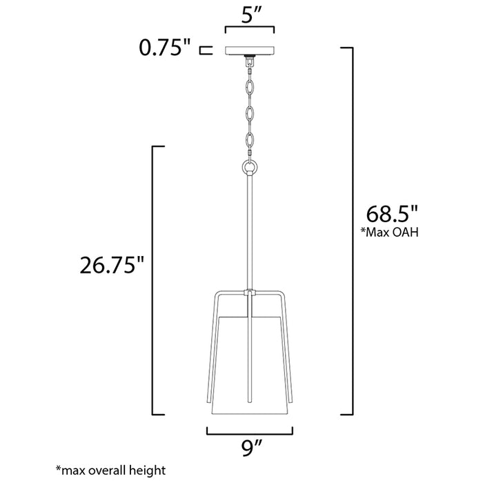 Maxim 10198 Pitchfork 1-lt 9" Pendant