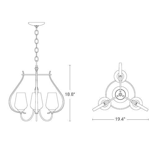 Hubbardton Forge 103047 Flora 3-lt 19" Chandelier