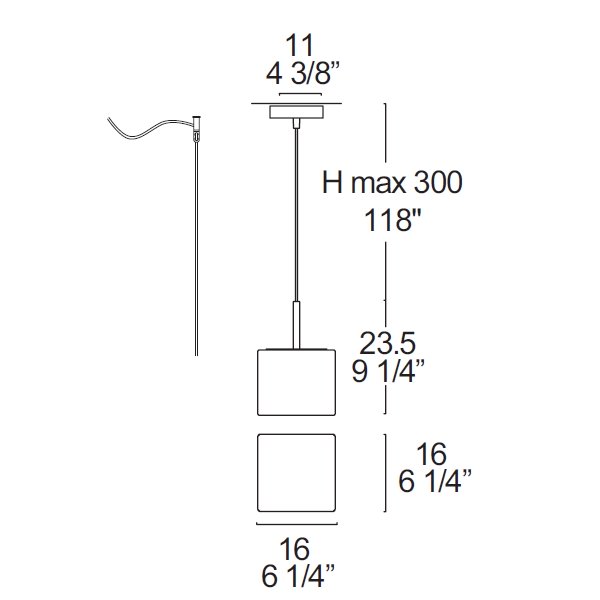 Leucos Cubi S 16 1-lt 6" Pendant