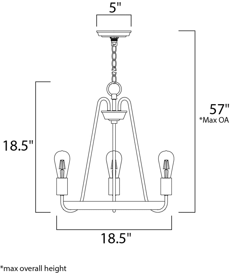 Maxim 11733 Haven 3-lt 18.5" Chandelier