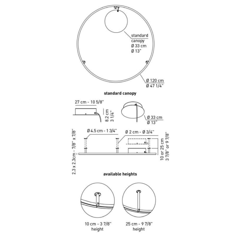 Axo UPUL1120 U-Light 47" LED Wall Sconce / Ceiling Light, 4" Extension