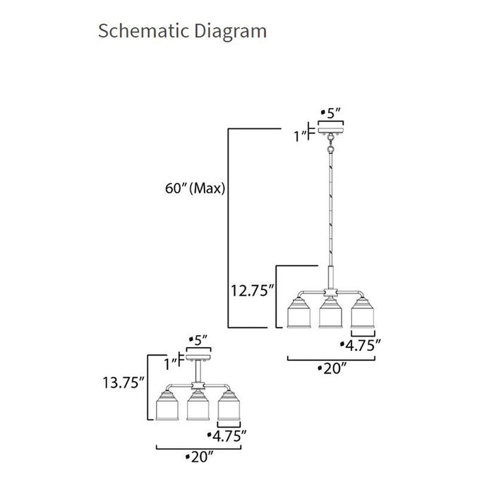 Maxim 12260 Acadia 3-lt 20" Chandelier