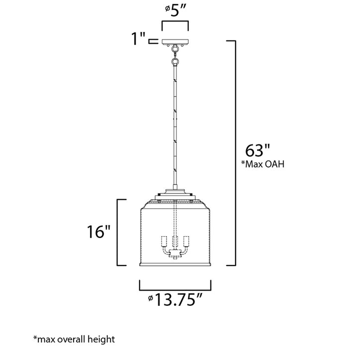 Maxim 12273 Acadia 3-lt 14" Pendant