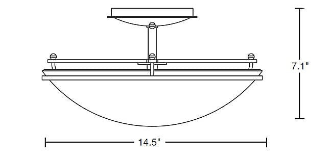 Hubbardton Forge 124302 Plain Small 2-lt 15" Semi-Flush