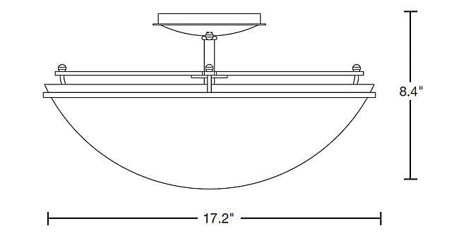 Hubbardton Forge 124304 Plain 3-lt 17" Large Semi-Flush