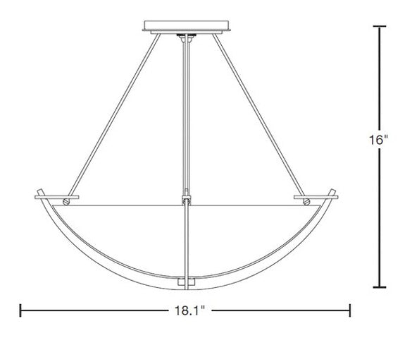 Hubbardton Forge 124555 Compass 3-lt 18" Small Semi-Flush