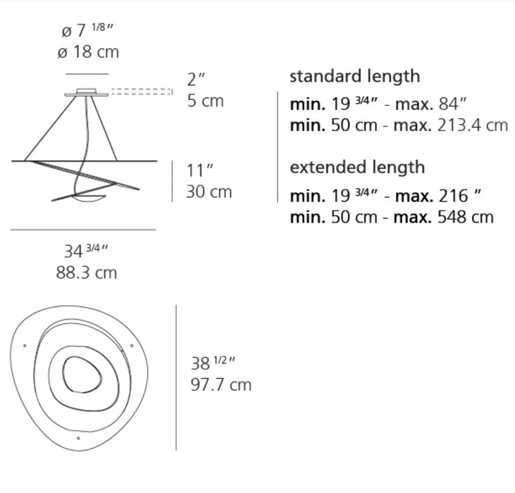 Artemide Pirce LED Suspension - Dimmable 2-Wire