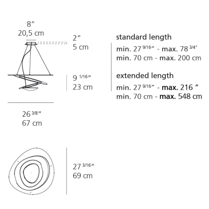 Artemide Pirce Mini LED Suspension - Dimmable 2-Wire