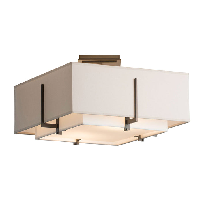 Hubbardton Forge 126507 Exos 2-lt 17" Square Small Double Shade Semi-Flush