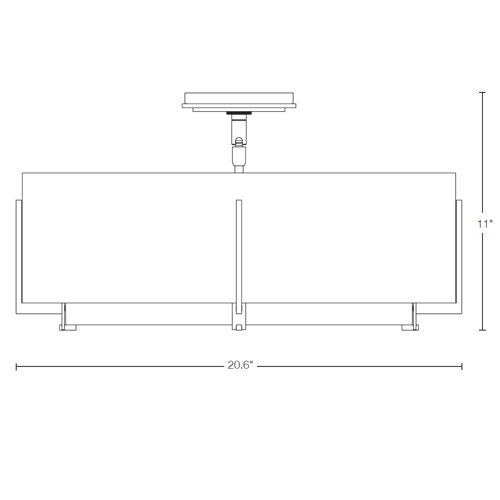 Hubbardton Forge 126510 Exos Square Double Shade 4-lt 21" Semi-Flush