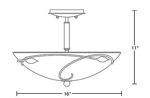 Hubbardton Forge 126732 Forged Leaves 3-lt 16" Large Semi-Flush