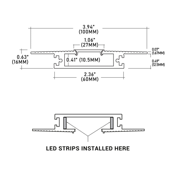 Core ALP-2100TL 48" LED Symmetrical Trimless Recessed Profile