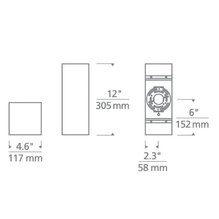 Tech 700OWVEX Vex 12 12" Tall LED Outdoor Wall Light, Uplight and Downlight