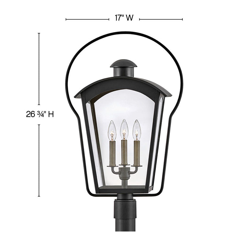 Hinkley 13301 Yale 3-lt 27" Tall LED Post/Pier Mount Lantern