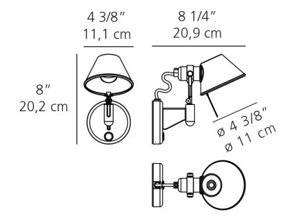 Artemide Tolomeo Micro Spot Wall Light w/ Switch