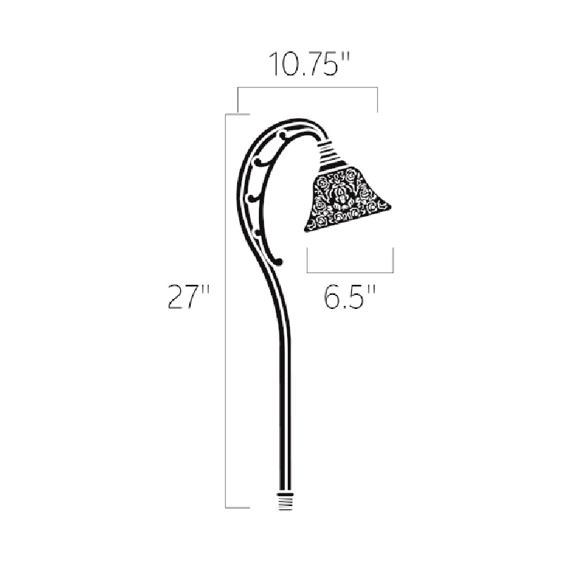 Kichler 15436 Intaglio Brass Crook Neck 11" 12V Path Light